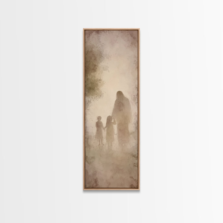 Heavenly Walk Home – Framed Canvas Print – Tall Narrow Wall Art – Christian Art – Jesus Art Print – Christian Painting – Christian Wall Art