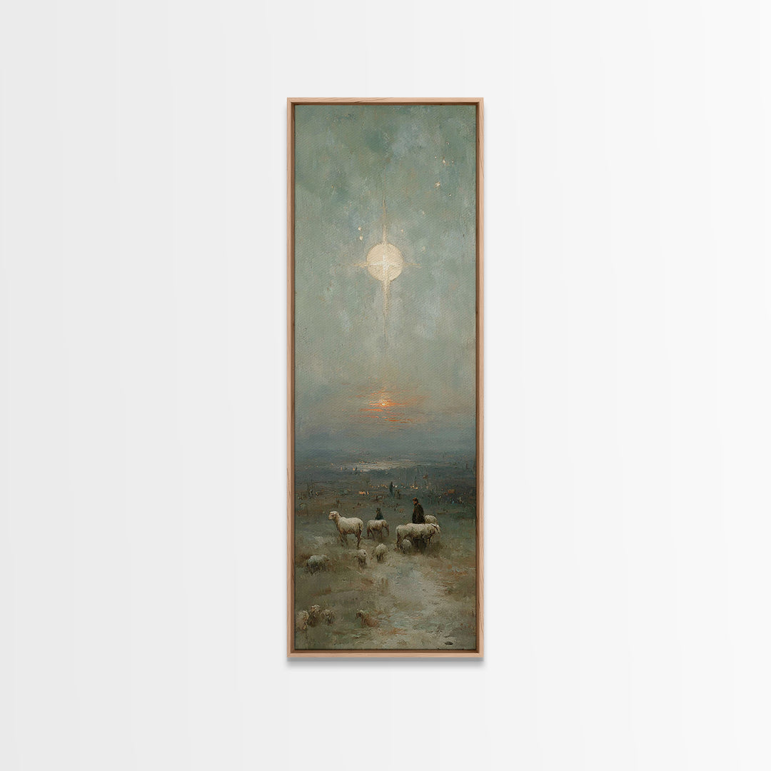 Holy Star Rising – Framed Canvas Print – Skinny Art – Christian Art Work – Christmas Canvas Wall Art – Jesus Art Print