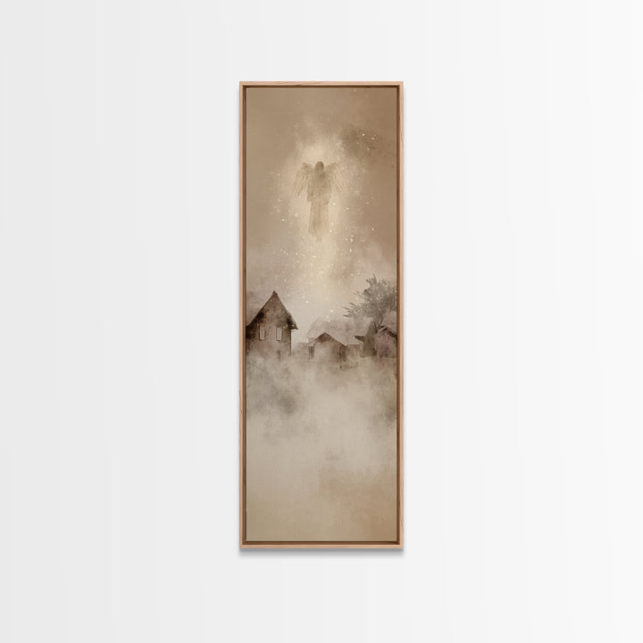 Holy Watcher – Framed Canvas Print – Christian Christmas Art – Christmas Wall Art – Narrow Art – Christian Art Canvas – Moody Christmas Art