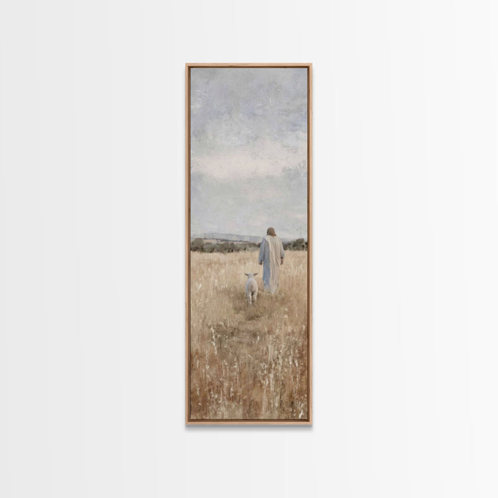 Shepherd’s Peace Path – Framed Canvas Print – Narrow Art – Christian Art Print – Christmas Wall Art – Jesus Painting