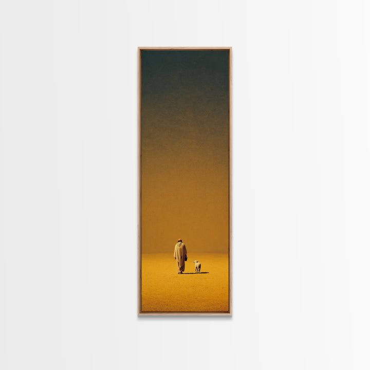 Golden Shepherd Path | Framed Canvas Print | Narrow Art | Christian Art Work | Jesus Painting | Christian Wall Art | Subtle Christian Art