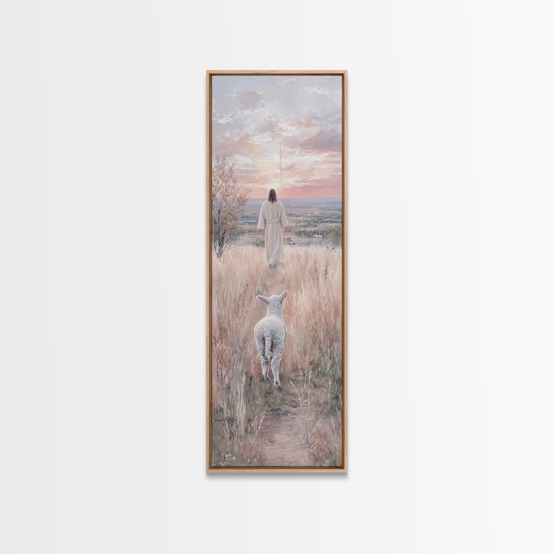 Pasture Of Mercy, Framed Canvas Print, Tall Skinny Art Print, Jesus Canvas Art, Christian Wall Art, Vintage Christian Art, Christian Gift