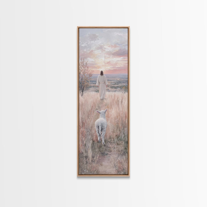 Pasture Of Mercy, Framed Canvas Print, Tall Skinny Art Print, Jesus Canvas Art, Christian Wall Art, Vintage Christian Art, Christian Gift