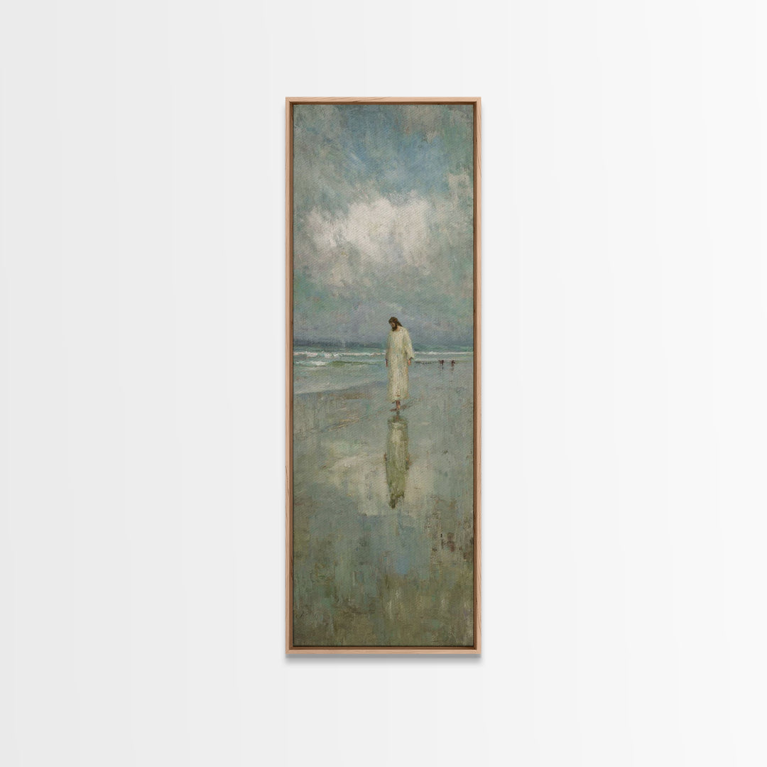 Walk of Peace – Framed Canvas Print – Jesus Painting – Christian Art – Tall Skinny Art Print – Christian Wall Art – Christmas Art