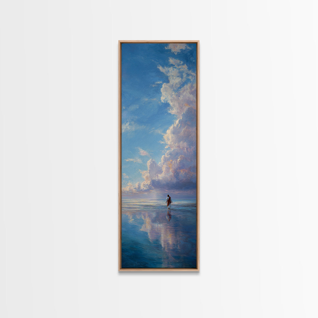 Heavenlit Journey – Framed Canvas Print – Christian Wall Art – Christian Art Canvas – Tall Narrow Wall Art – Jesus Painting – Christmas Art