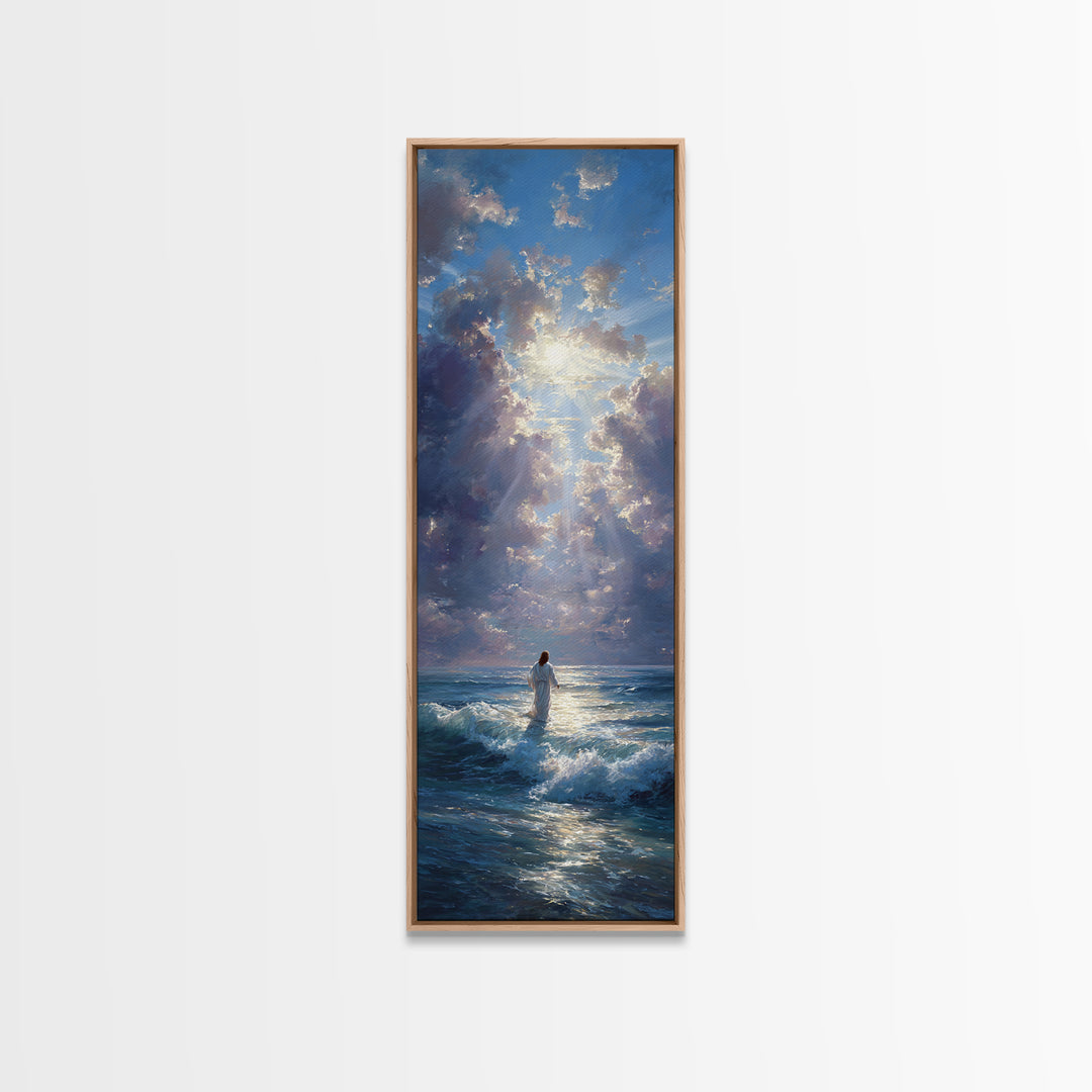 Radiant Ascension Sky – Framed Canvas Print – Christian Art Canvas – Christian Wall Art – Narrow Art – Jesus Painting – Christmas Art
