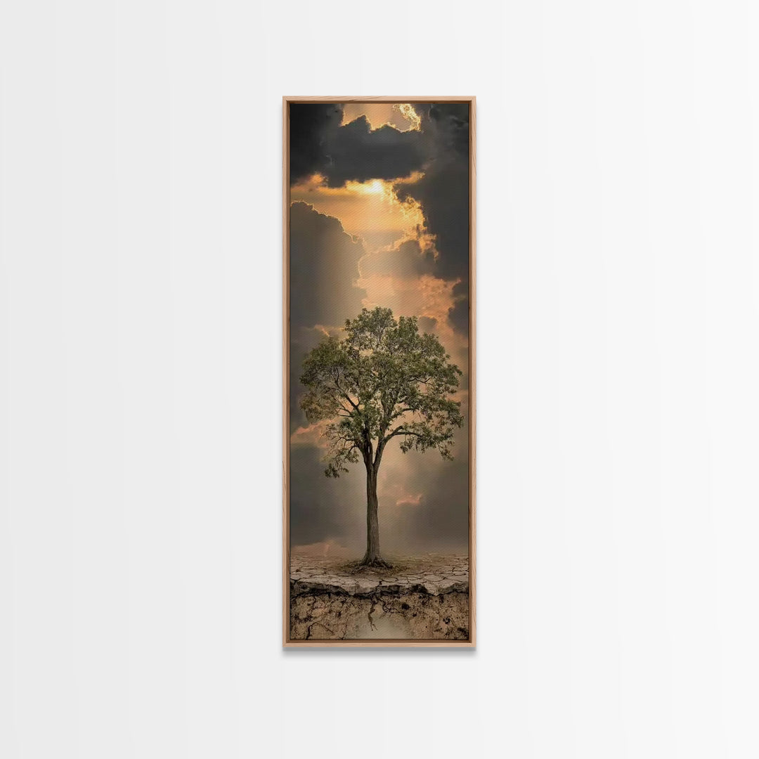Rooted In Promise – Framed Canvas Print – Christian Art – Narrow Art – Christian Art Canvas – Christian Decorations – Christmas Art