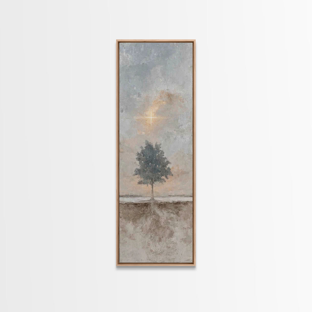 Cross Of Promise – Framed Canvas Print – Christian Art Canvas – Tall Narrow Wall Art – Christian Wall Art – Christian Christmas Art – Minim