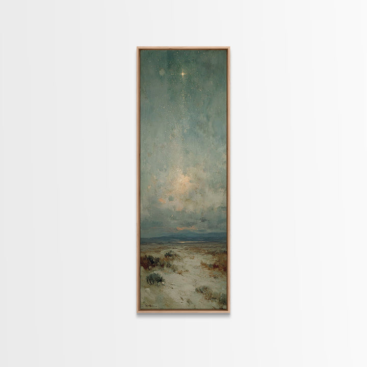 Starry Night Path – Framed Canvas Print – Narrow Art – Christian Wall Art – Christmas Art – Christian Art Canvas – Christian Christmas Deco