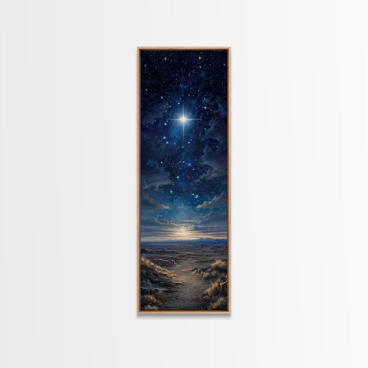 Bethlehem Night Sky – Framed Canvas Print – Tall Skinny Art Print – Christmas Art – Christian Wall Art – Christian Art Canvas – Christian C