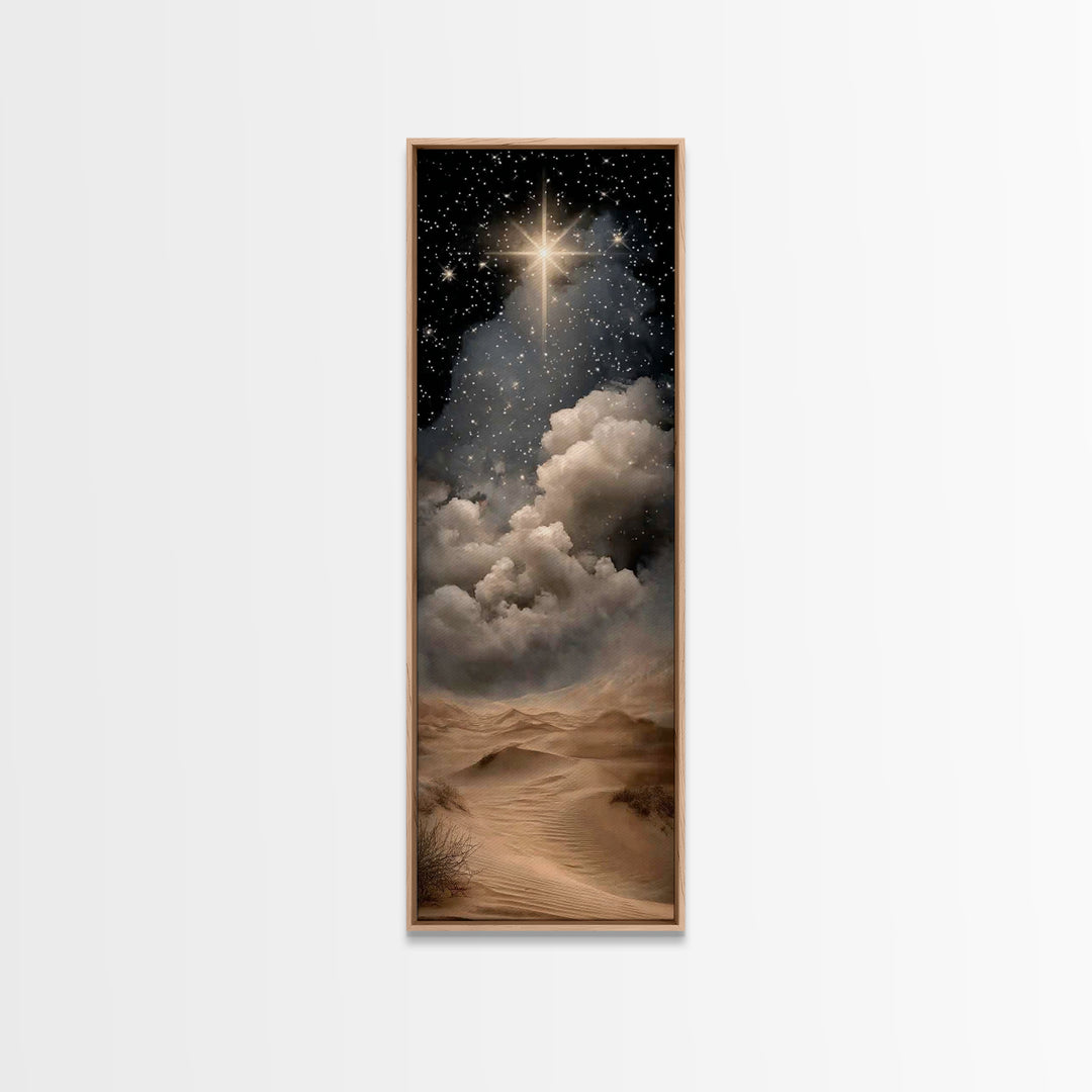 Desert Star Wonder – Framed Canvas Print – Christian Art – Narrow Art – Christian Christmas Art – Christmas Wall Art – Christian Art Canvas