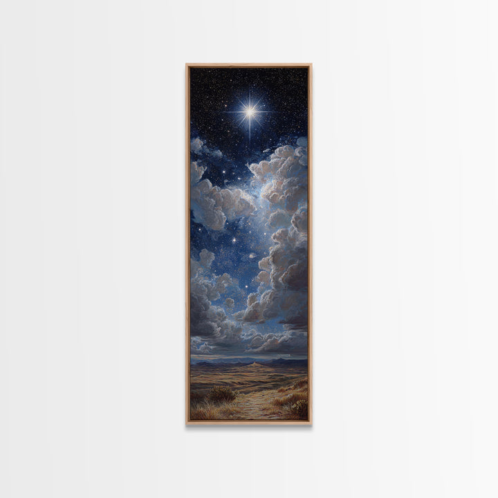 The Guiding Star – Framed Canvas Print – Christian Wall Art – Christian Art Canvas – Christmas Art – Narrow Art – Jesus Painting