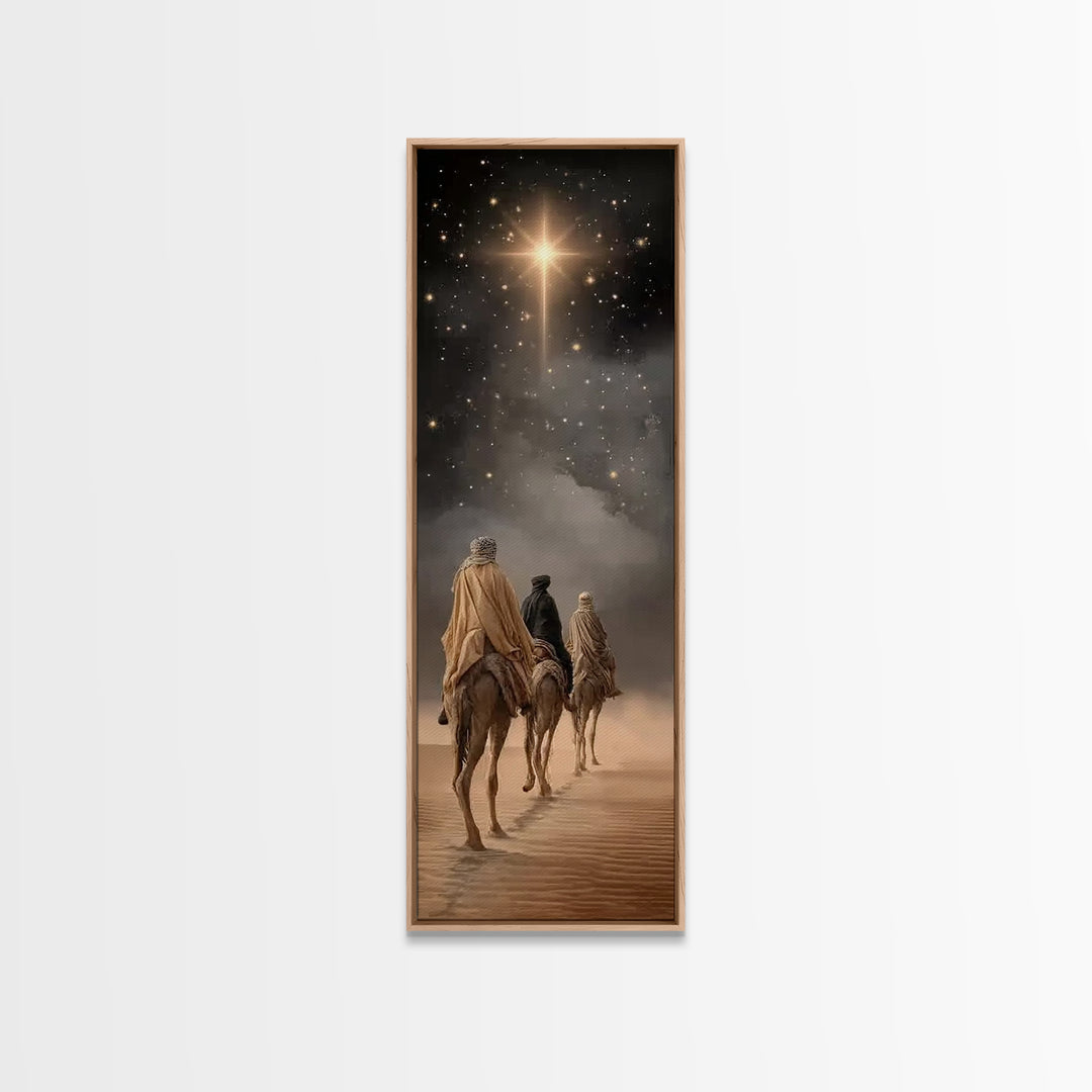 Wandering Kings Light, Framed Canvas Print, Christian Art Canvas, Christmas Art, Tall Skinny Art Print, Christian Decorations, Modern Chris