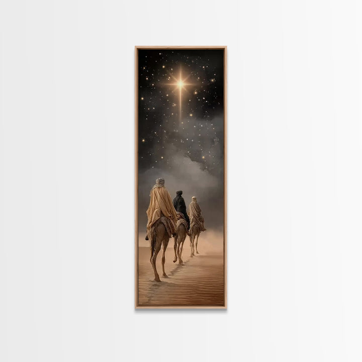 Wandering Kings Light, Framed Canvas Print, Christian Art Canvas, Christmas Art, Tall Skinny Art Print, Christian Decorations, Modern Chris