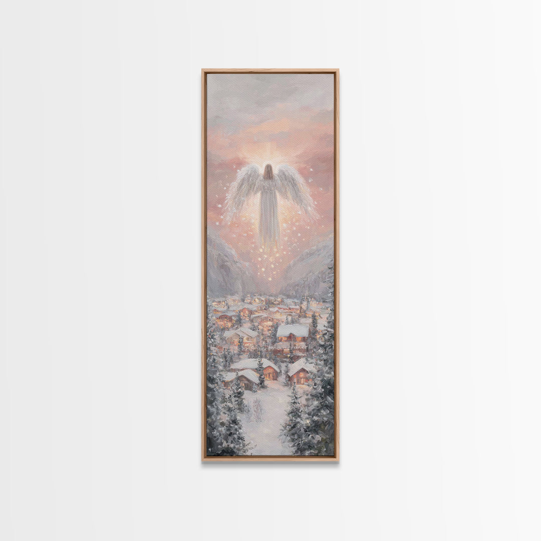 Heavenly Watch | Framed Canvas Print | Christian Wall Art | Christmas Art | Christian Art Canvas | Tall Narrow Wall Art
