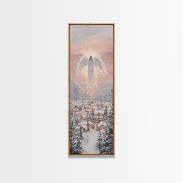Heavenly Watch | Framed Canvas Print | Christian Wall Art | Christmas Art | Christian Art Canvas | Tall Narrow Wall Art