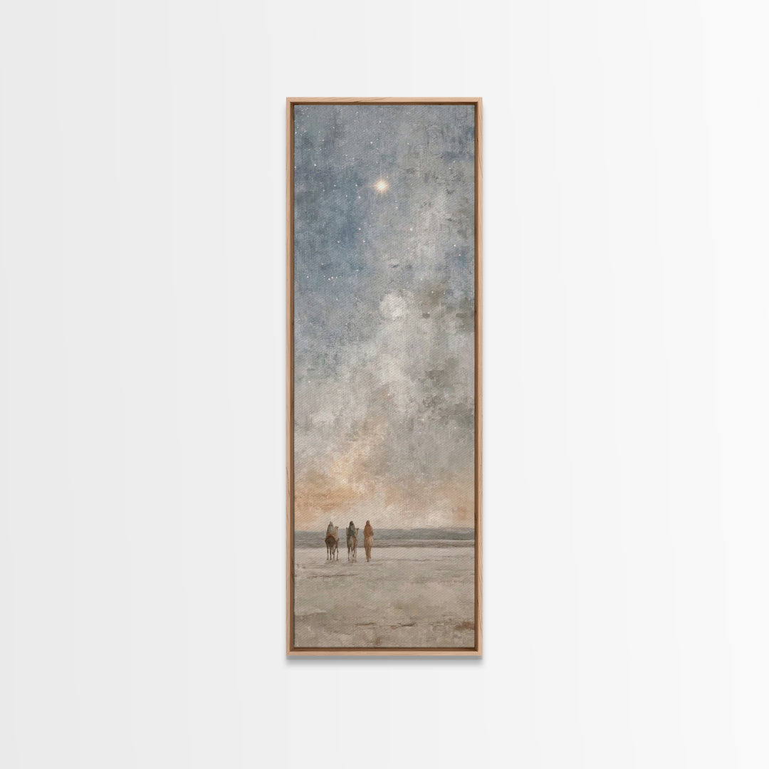 Star Above The Way – Framed Canvas Print – Christian Wall Art – Christmas Art Prints – Narrow Art – Christian Art Painting – Christian Chri