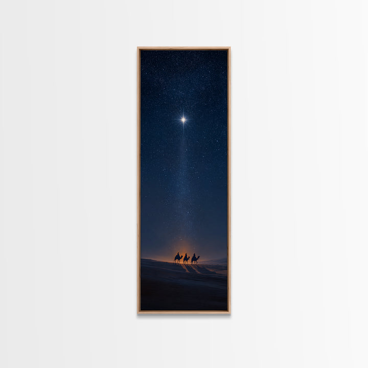 Midnight Kings Journey | Framed Canvas Print | Christmas Wall Art | Christian Art Canvas | Tall Skinny Art Print | Christian Christmas Art