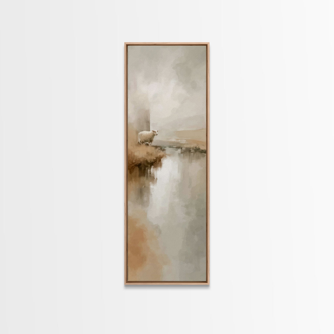 Stillwater Sheep | Framed Canvas Print | Christian Wall Art | Christian Art Canvas | Narrow Art | Christian Art Print | Unique Christian Ar