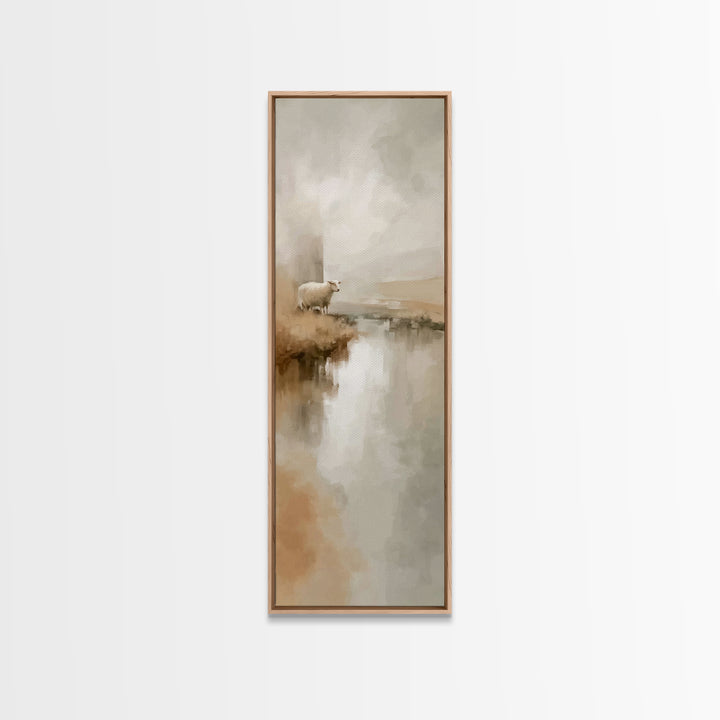 Stillwater Sheep | Framed Canvas Print | Christian Wall Art | Christian Art Canvas | Narrow Art | Christian Art Print | Unique Christian Ar