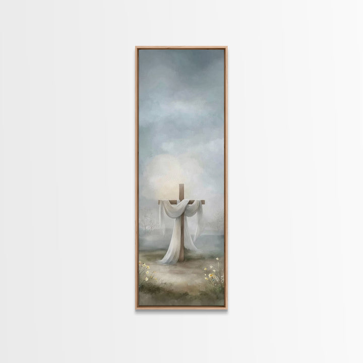 Hope Beyond The Hills, Framed Canvas Print, Narrow Art, Christian Wall Art, Christian Art Print, Christmas Art, Jesus Painting