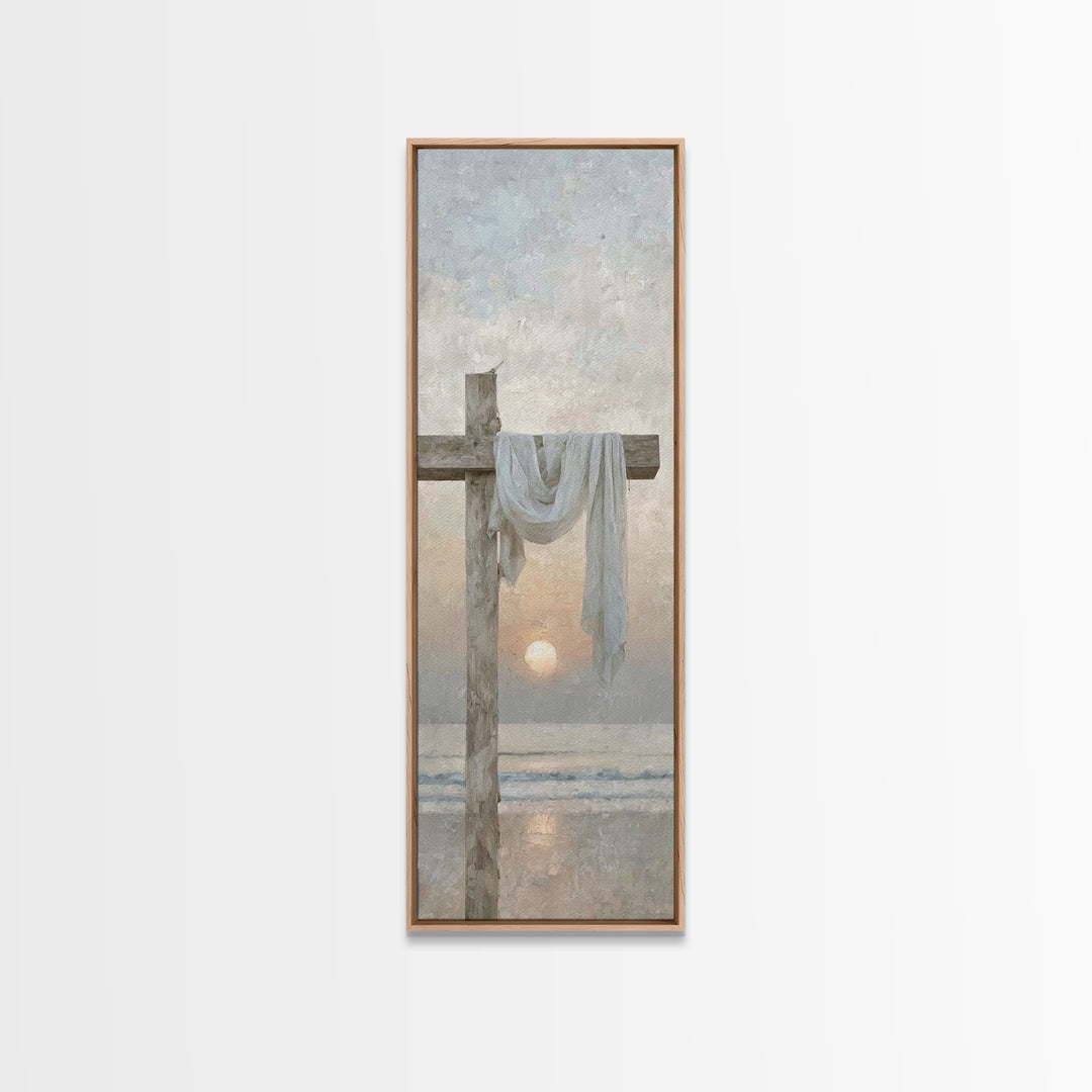 Quiet Cross Serenity – Framed Canvas Print – Tall Skinny Art Print – Christian Art Canvas – Christian Wall Art – Christmas Art – Christian