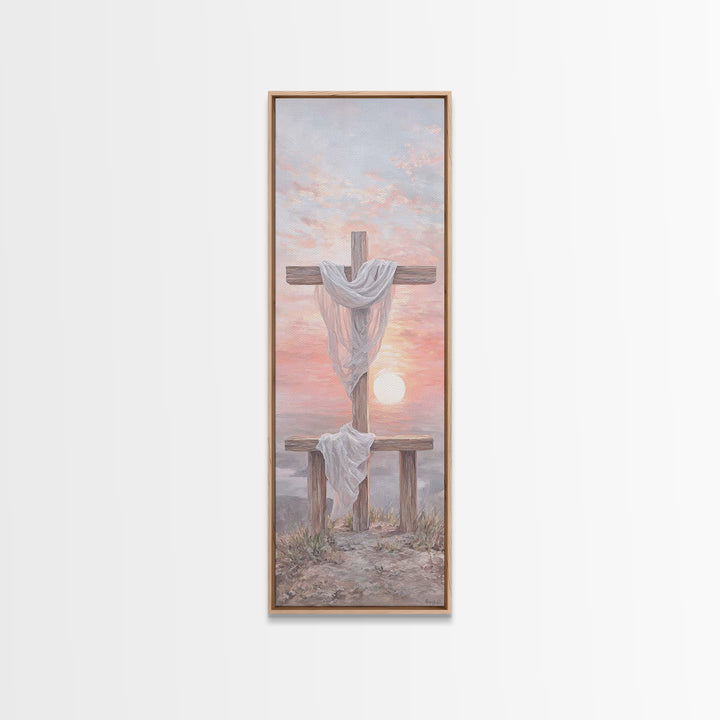 Mercy At Sunrise | Framed Canvas Print | Tall Narrow Wall Art | Christian Wall Art | Christian Painting | Christian Christmas Art | Christi