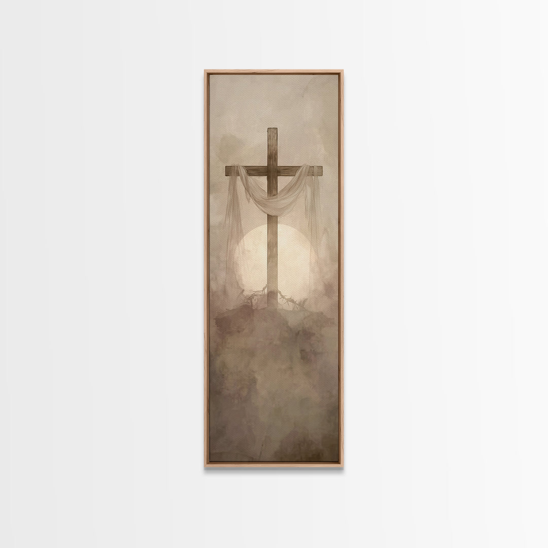 Calm Of Restoration, Framed Canvas Print, Skinny Art, Christian Art Canvas, Jesus Painting, Christian Gift, Christmas Wall Art