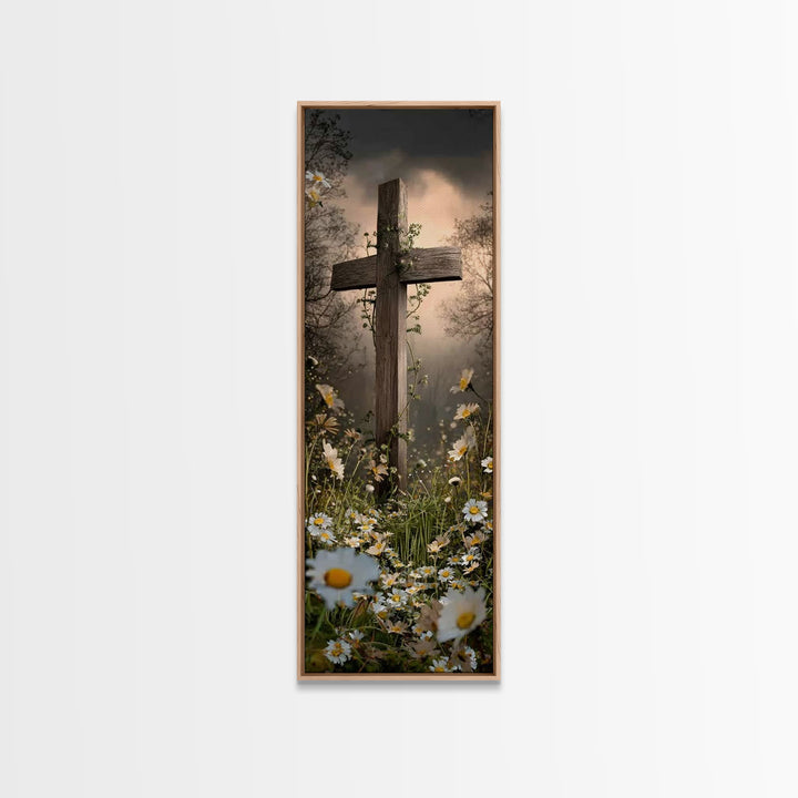 Light Of Salvation – Framed Canvas Print – Narrow Art – Christian Wall Art – Christian Art Print – Christian Christmas Art – Jesus Painting