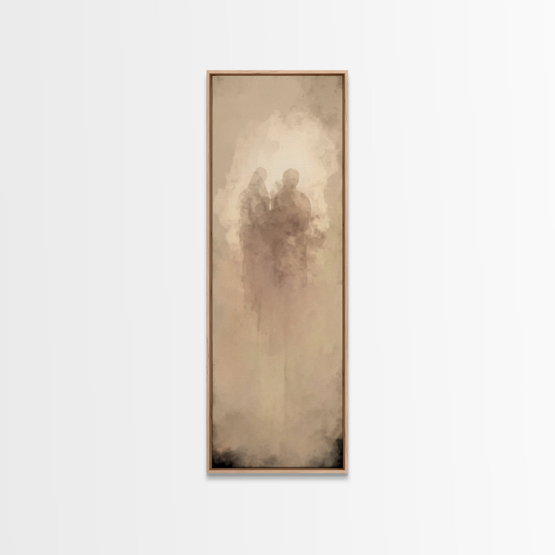 Sacred Reunion | Framed Canvas Print | Narrow Art | Christian Wall Art | Christian Art Print | Subtle Christian Paintings | Christian Decor