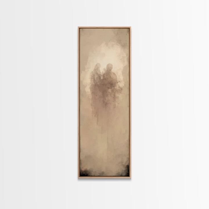 Sacred Reunion | Framed Canvas Print | Narrow Art | Christian Wall Art | Christian Art Print | Subtle Christian Paintings | Christian Decor