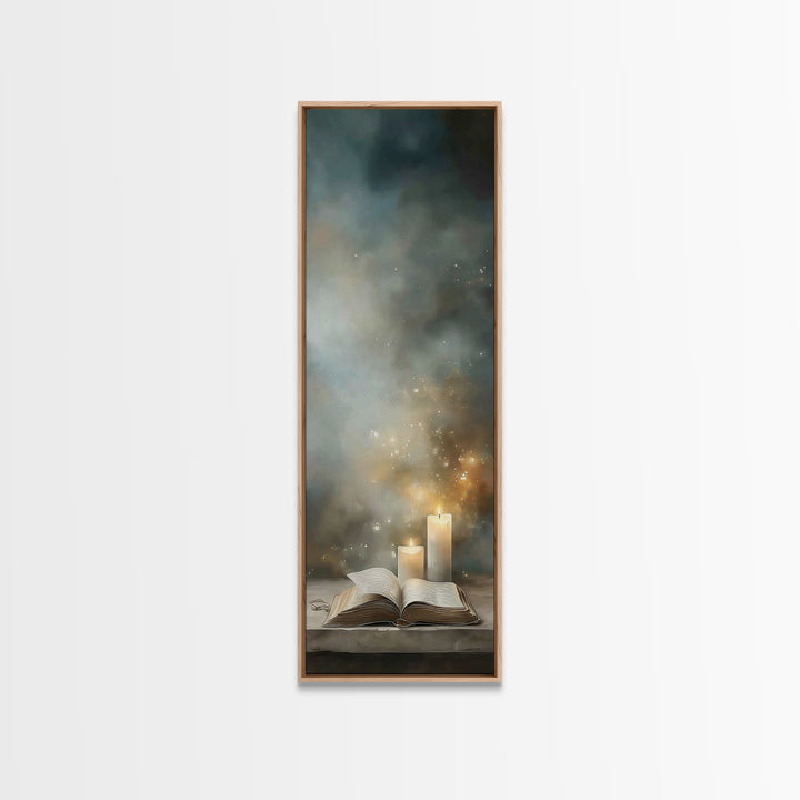 Candlelit Devotion – Framed Canvas Print – Narrow Art – Christian Art Canvas – Christian Wall Art – Christian Art Print – Christian Gift Id