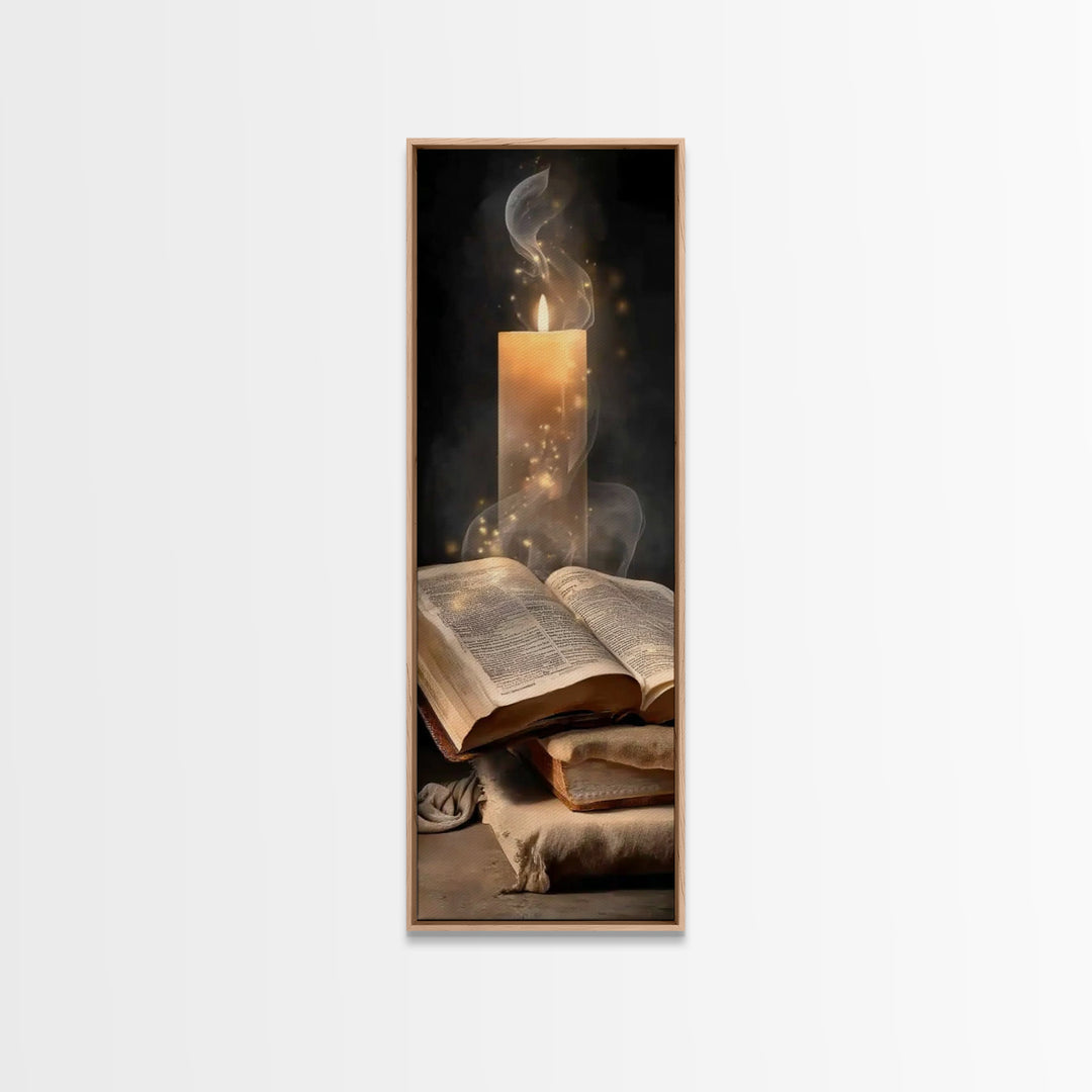 Eternal Book Glow – Framed Canvas Print – Skinny Art – Christian Art Canvas – Christian Wall Art – Vintage Christian Art – Christian Gift I