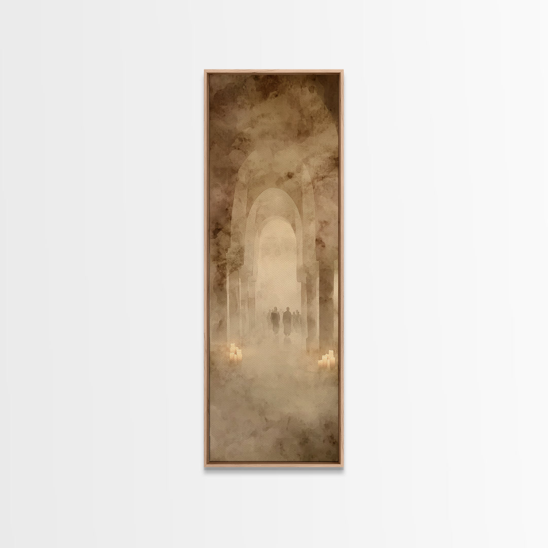 Pilgrims In Halls – Framed Canvas Print – Tall Skinny Art Print – Christian Art Canvas – Christian Wall Art – Vintage Christian Art – Chris