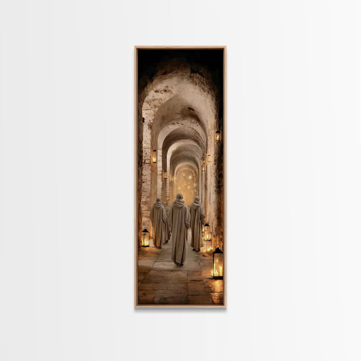 Faithful Cloister Path – Framed Canvas Print – Tall Narrow Wall Art – Christian Painting – Christian Art Print – Christian Wall Art – Uniqu