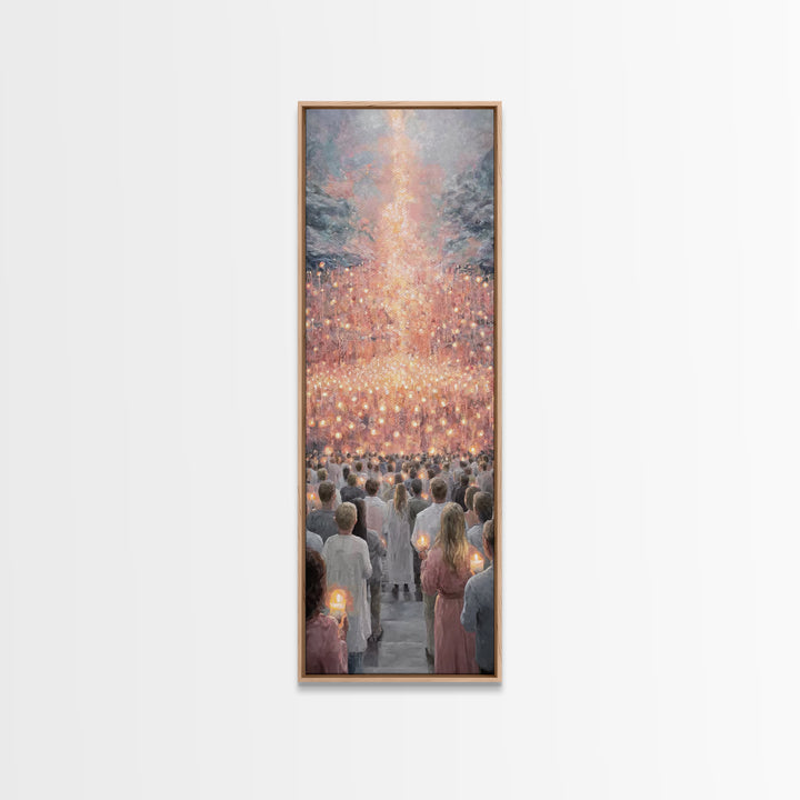 Radiant Ascent | Framed Canvas Print | Christian Art Print | Christian Christmas Art | Modern Christian Art | Tall Narrow Wall Art
