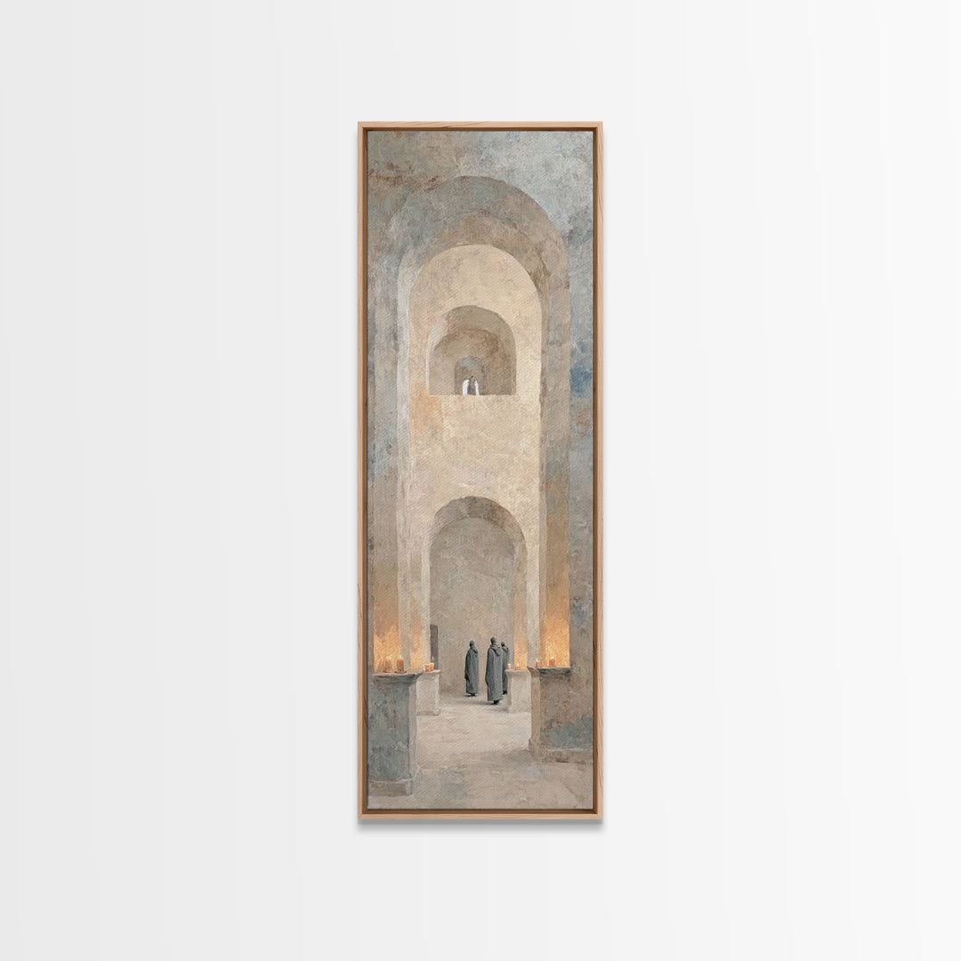 Chapel Candle Procession – Framed Canvas Print – Skinny Art – Christian Wall Art – Christian Art Canvas – Moody Christian Art – Christian G