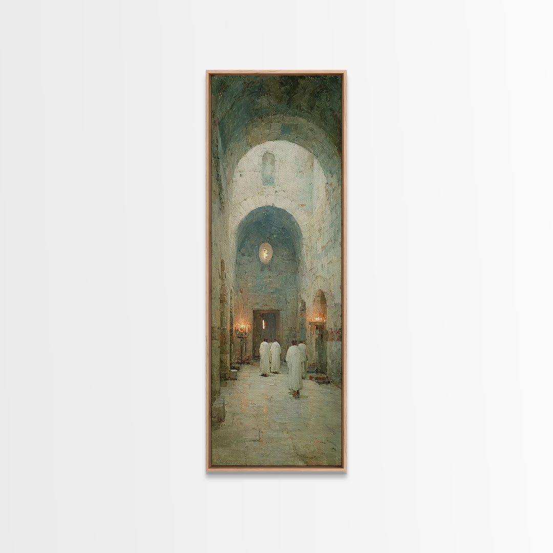 Ancient Chapel Calm – Framed Canvas Print – Narrow Art – Christian Art Print – Subtle Christian Art – Christian Wall Art – Christian Decor