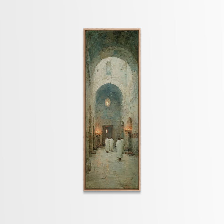Ancient Chapel Calm – Framed Canvas Print – Narrow Art – Christian Art Print – Subtle Christian Art – Christian Wall Art – Christian Decor