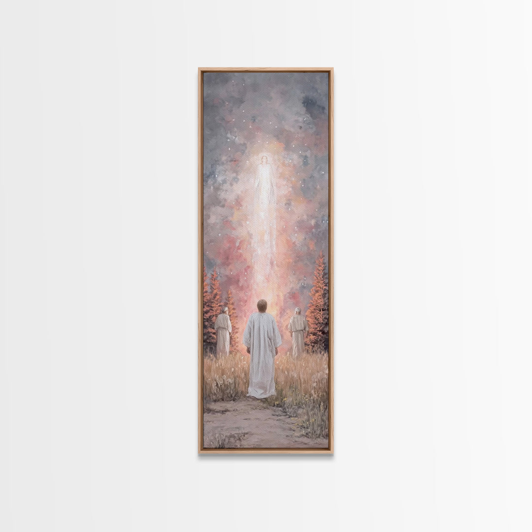 Heavenly Rising Glow – Framed Canvas Print – Tall Skinny Art Print – Christian Wall Art – Christian Art Canvas – Jesus Painting – Christian