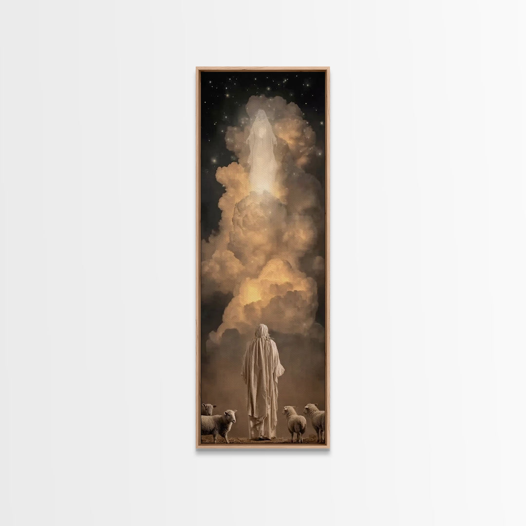Divine Cloud Vision – Framed Canvas Print – Skinny Art – Christian Art Canvas – Jesus Christmas Art – Christian Wall Art – Christian Christ