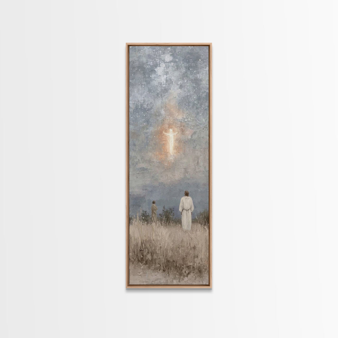 Heavenly Choir Circle – Framed Canvas Print – Narrow Art – Christian Wall Art – Modern Christian Art – Christian Art Canvas – Christmas Art