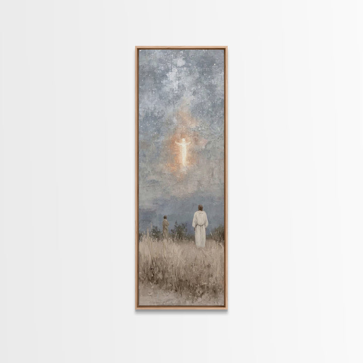 Heavenly Choir Circle – Framed Canvas Print – Narrow Art – Christian Wall Art – Modern Christian Art – Christian Art Canvas – Christmas Art