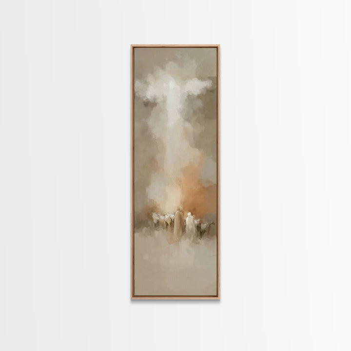 Shepherds Behold Glory – Framed Canvas Print – Tall Skinny Art Print – Christian Painting – Vintage Christian Art – Christian Art Canvas –