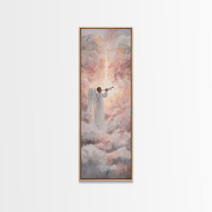Angelic Dawn Herald – Framed Canvas Print – Tall Skinny Art Print – Christian Wall Art – Christian Art Canvas – Christian Decor