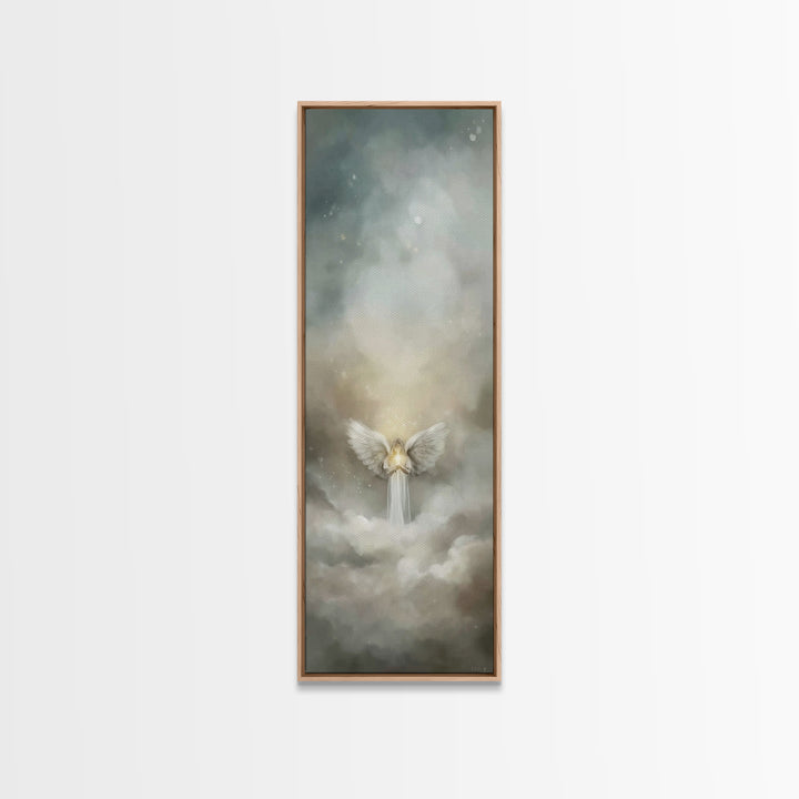 Celestial Light Keeper | Framed Canvas Print | Tall Skinny Art Print | Christian Art Canvas | Christian Christmas Art | Christian Decor