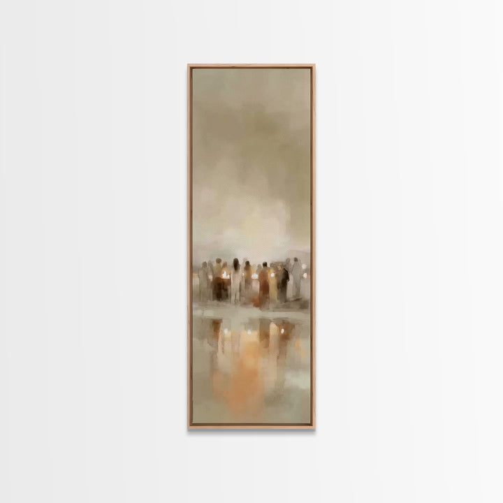 Silent Night Crowd | Framed Canvas Print | Tall Narrow Wall Art | Christian Wall Art | Christian Art Canvas | Christian Christmas Art