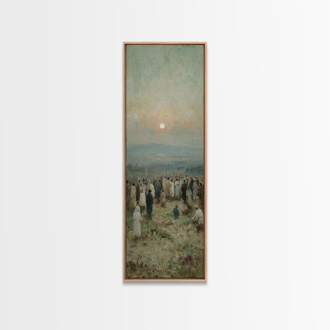 Hopeful Morning Vigil – Framed Canvas Print – Tall Narrow Wall Art – Christian Wall Art – Christian Art Canvas – Christian Christmas Art