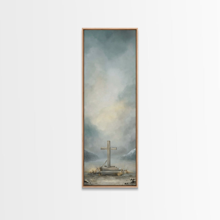 Cross Of Mercy – Framed Canvas Print – Tall Skinny Art Print – Christian Art Canvas – Christian Wall Art – Christian Art Print