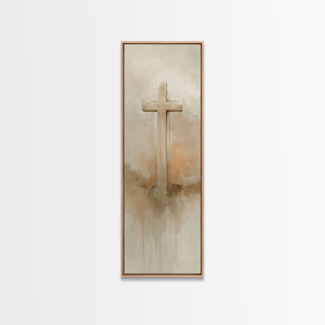 Desert Cross Stillness, Framed Canvas Print, Narrow Art, Christian Art Canvas, Christian Wall Art, Christian Art Painting, Christian Decor